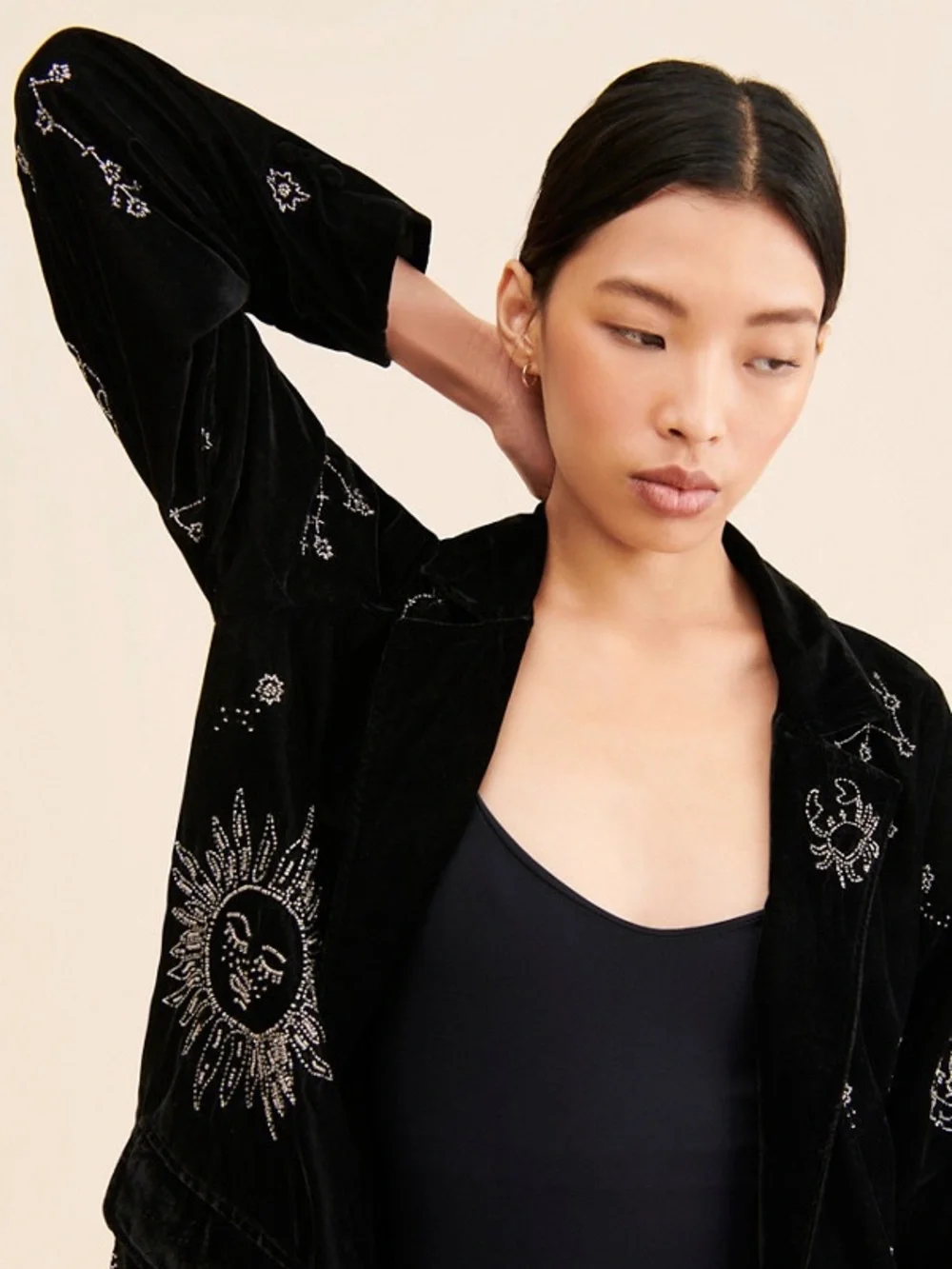 Zodiac Velvet Embroidered Blazer Statement